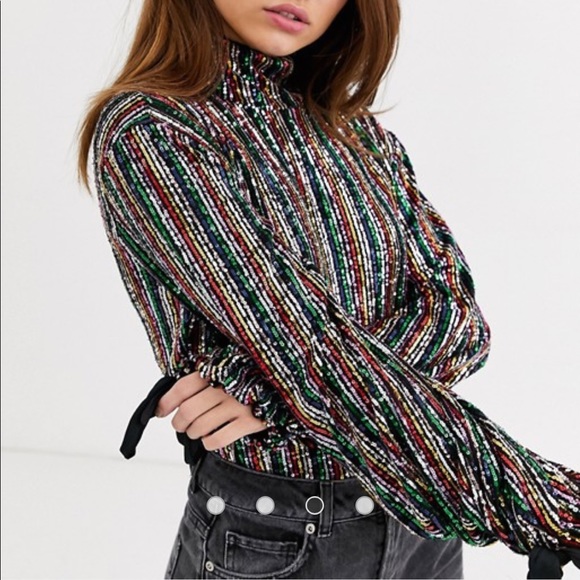 Free People Midnight City Rainbow Sequin Crop Top - Picture 4 of 15